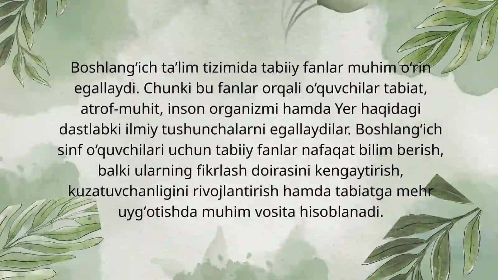 Boshlangʻich maktablarda tabiiy fanlarning mazmuni va oʻquv dasturining tahlili 3