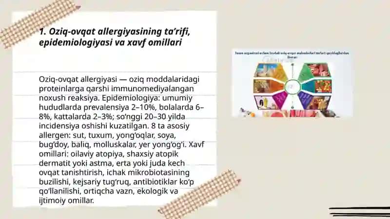 Turli oziq ovqat mahsulotlar allergik holatlariga profilaktik ovqatlanish 3