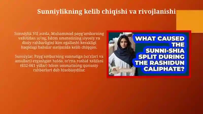 Islom dinida asosiy yoʻnalishlar sunʼiylik shialik xorijiylik 3