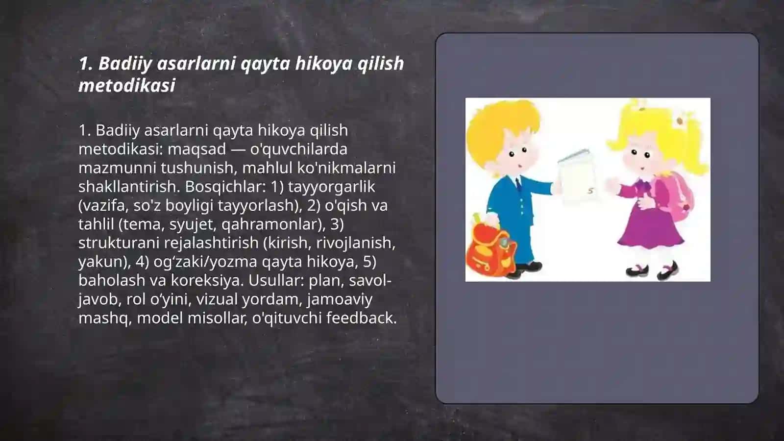 Badiiy asarlarni qayta hikoya qilish metodikasi 3