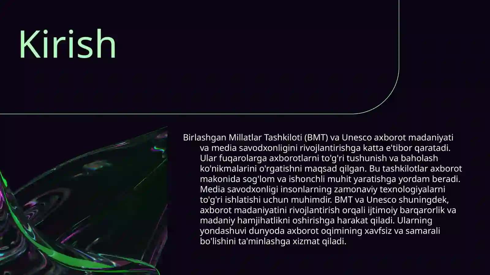 BMT VA YUNESKONING MEDIA SAVODXONLIK VA AXBOROT MADANIYATIGA MUNOSABATI 3