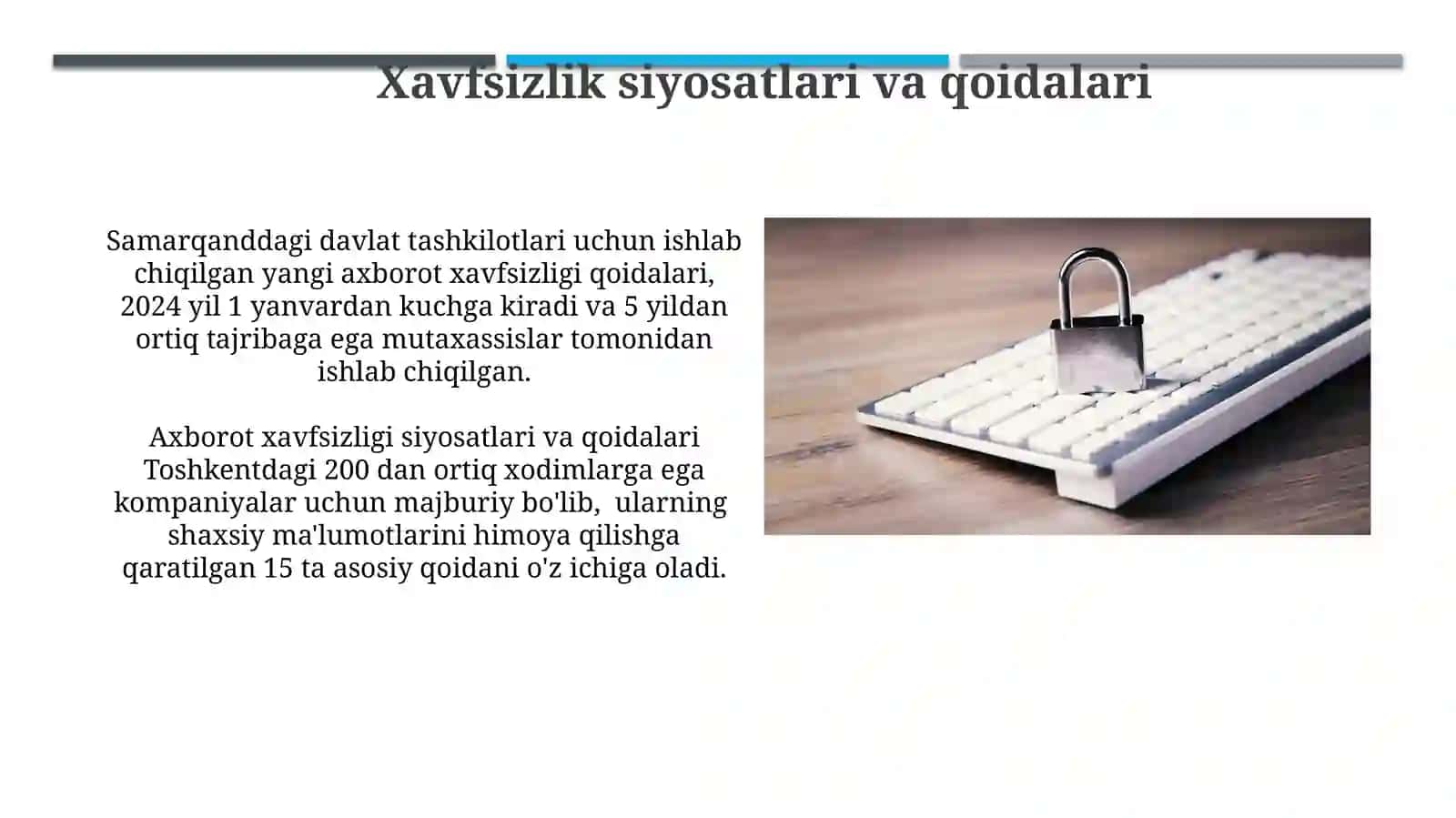 Xavfsizlik siyosatlari va qoidalari 3