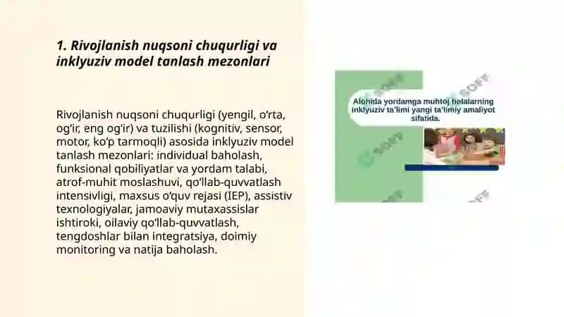 Rivojlanish nuqsoni chuqurligi va inklyuziv model tanlash mezonlari 3