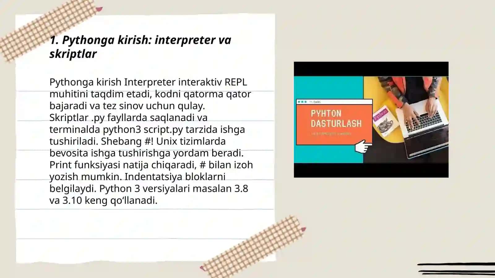 Pythonga kirish: interpreter va skriptlar 3