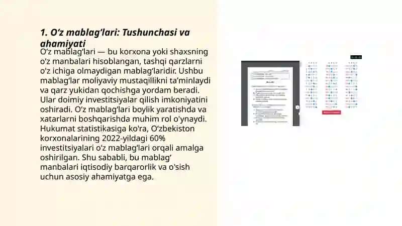 Korxonalarni moliyalashtirishning oʻz manbalari 3