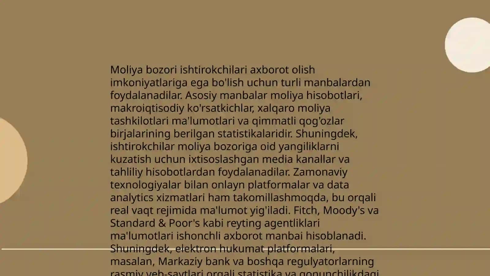 Moliya bozori transparentligi, axborot va hisobot tizimlari 3