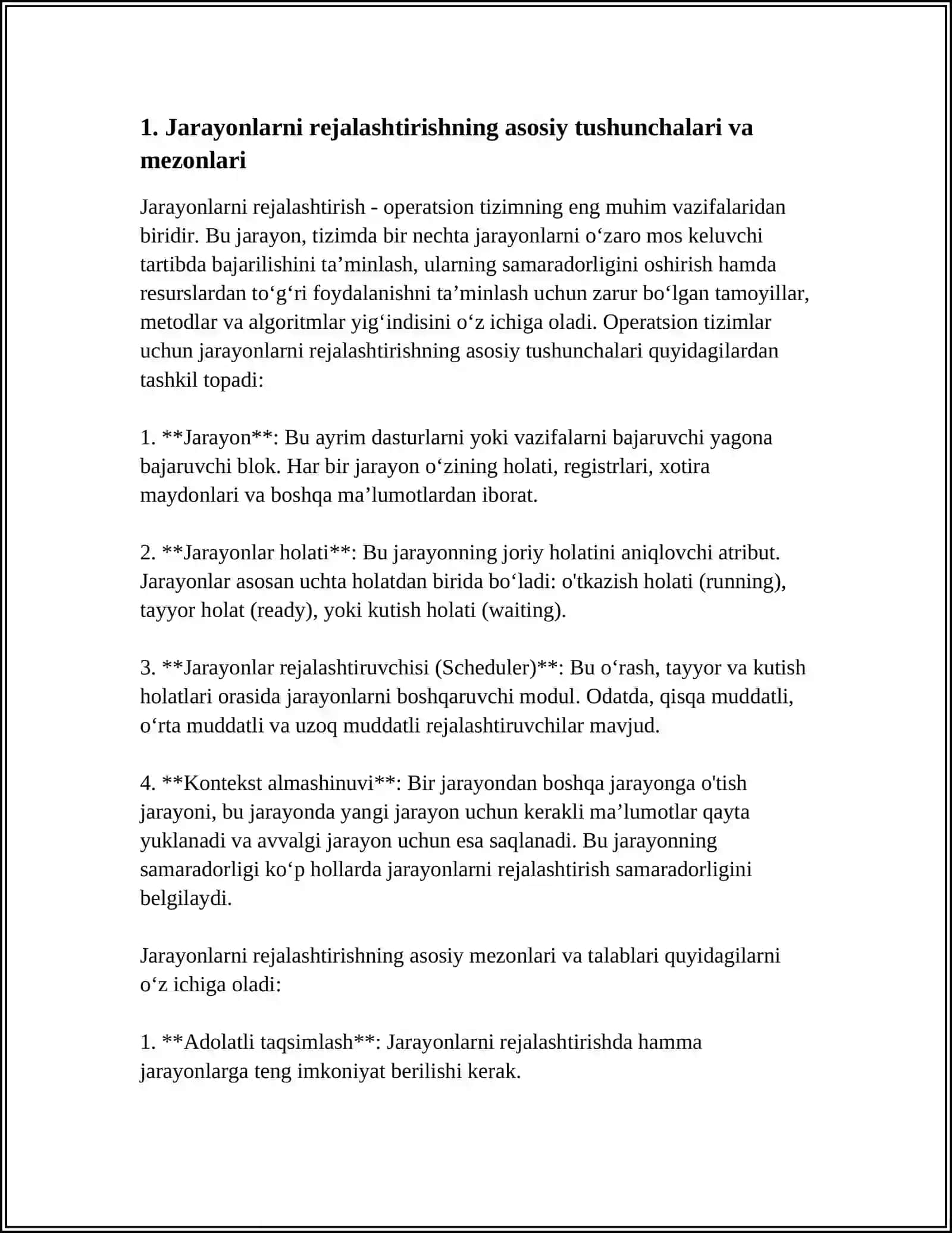 OPERATSION TIZIMLARNING JARAYONNI REJALASHTIRISH ALGORITMLARI 3