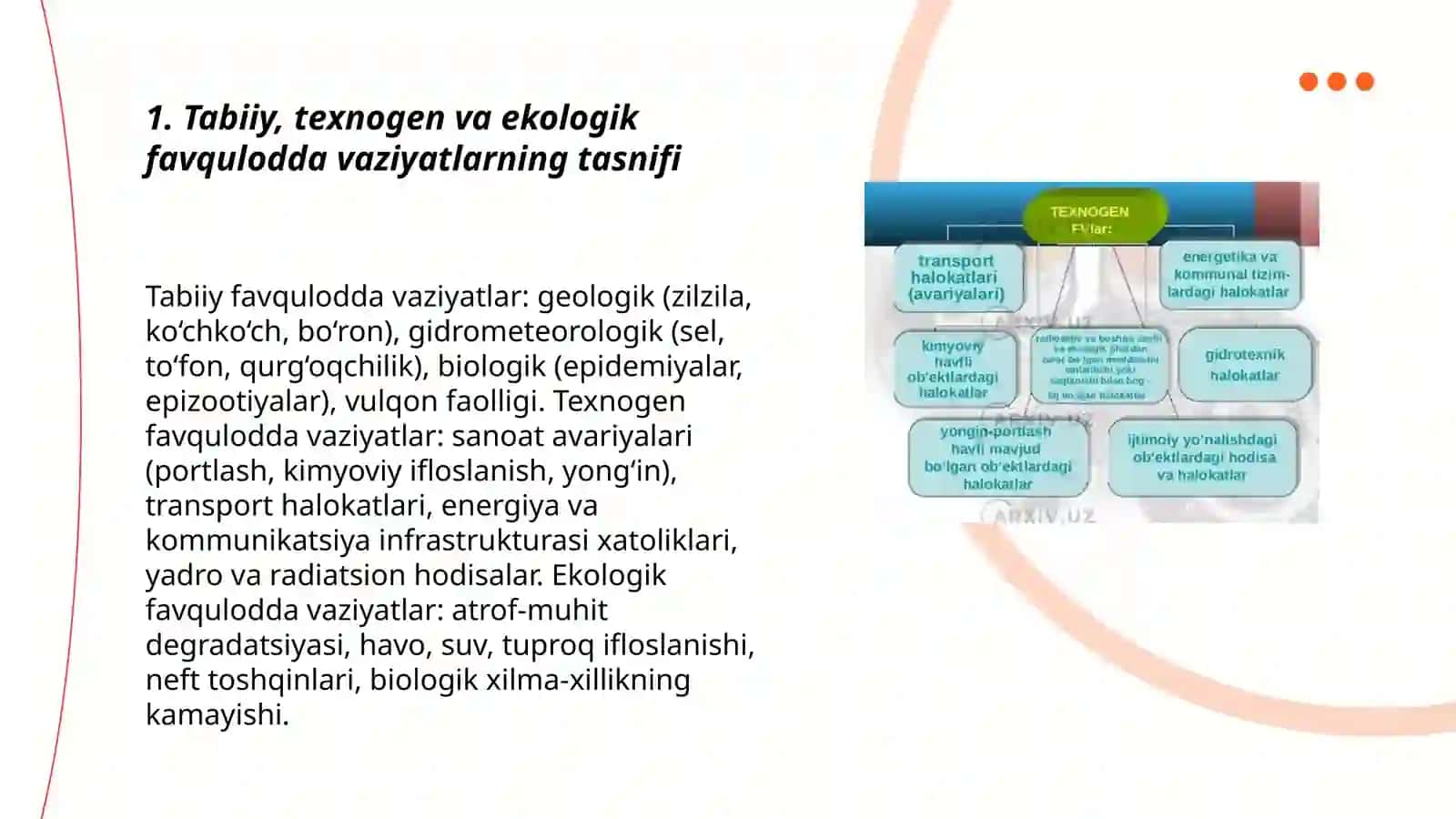 Tabiiy, texnogen, ekologik xususiyatli favqulodda vaziyatlar 3