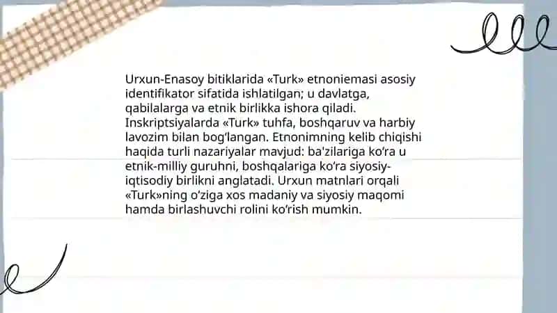 Urxun-Enasoy bitiklarida ajdodlarimizning etnik tarixi haqida 3