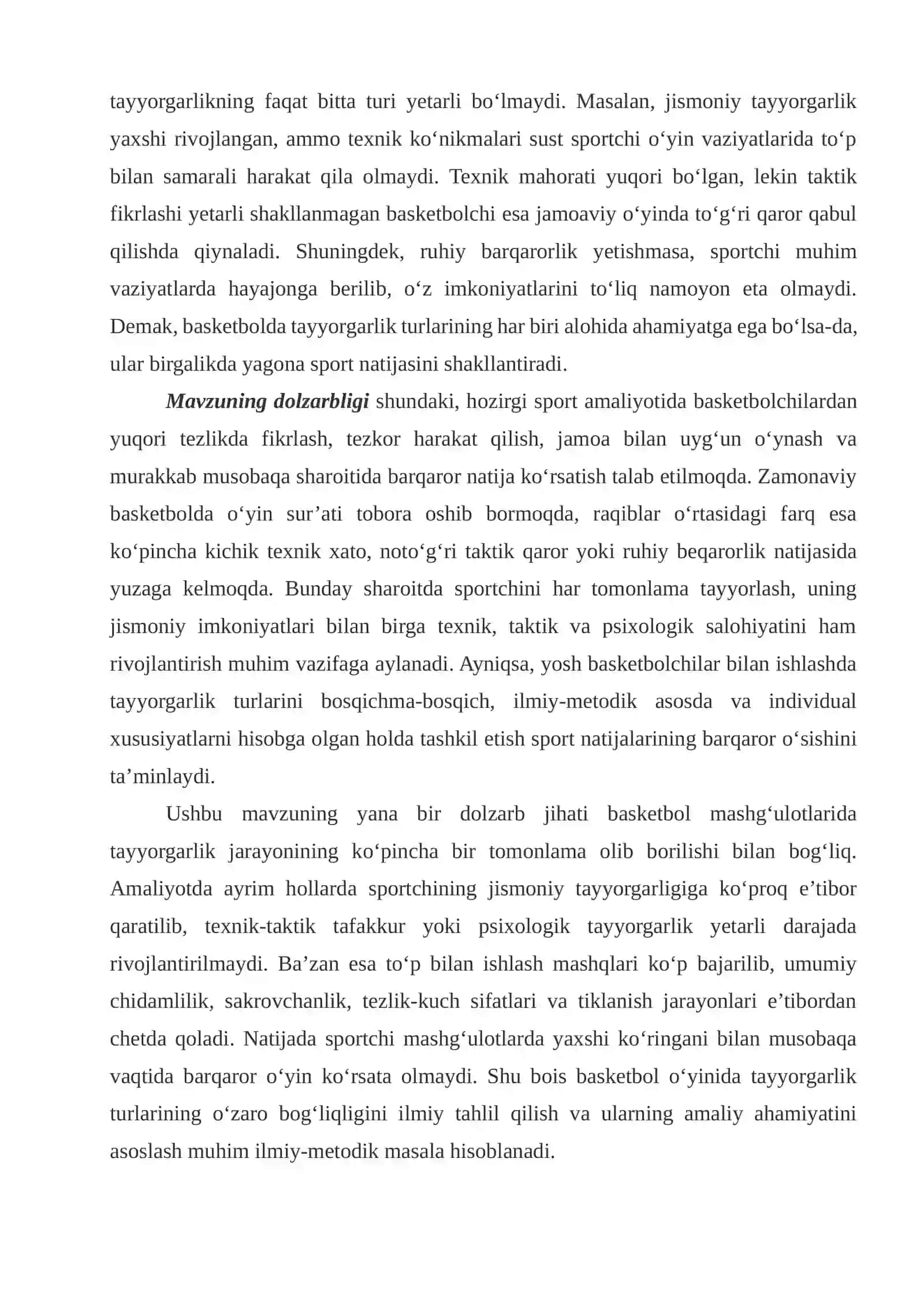 BASKETBOL O‘YINIDA TAYYORGARLIK TURLARINING O`RNI VA AHAMIYATI 3