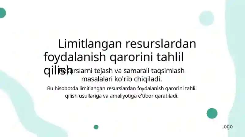 Limitlangan resurslardan foydalanish qarorini 3