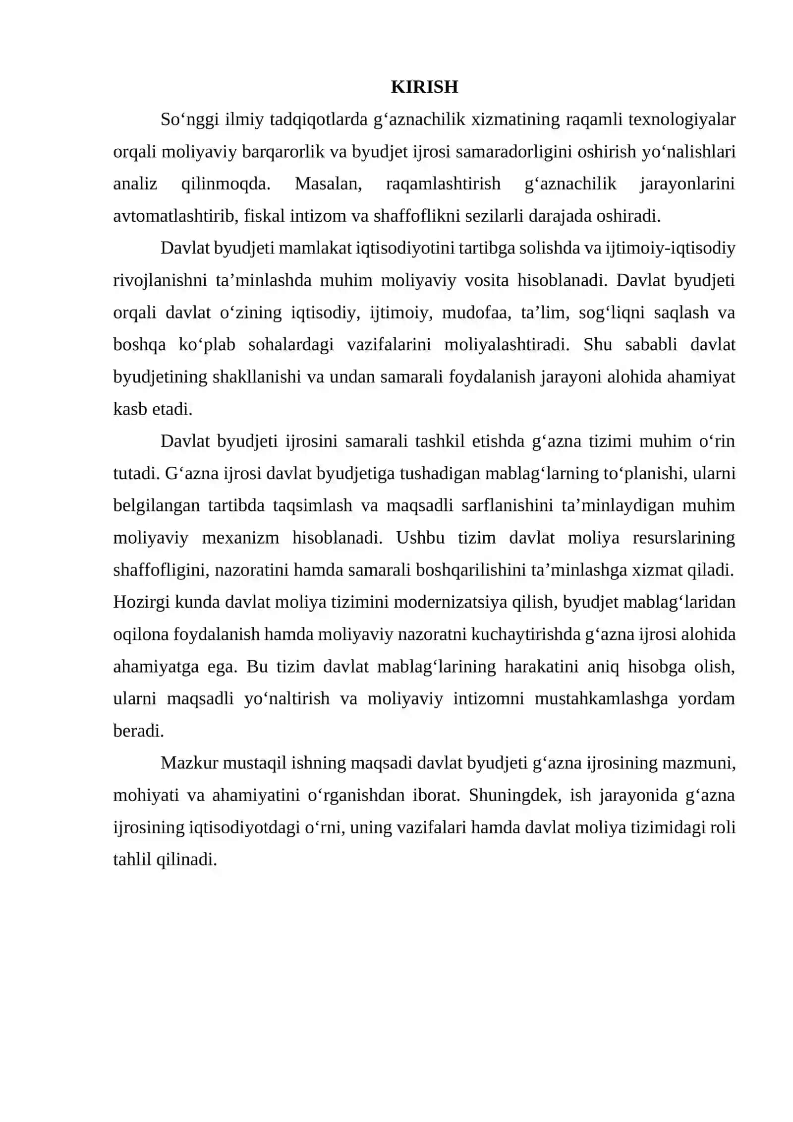 Davlat byudjeti g’azna ijrosining mazmuni, mohiyati va ahamiyati 3
