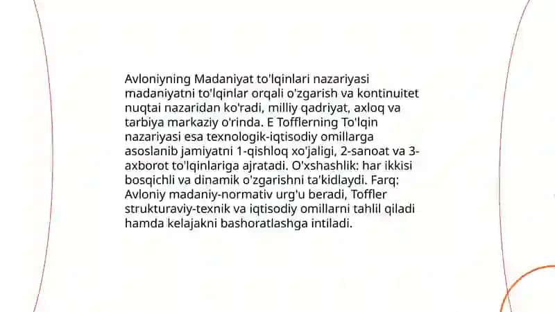 Madaniyat to'lqinlari maqolasi va E.Tofflerning to'qin asari 3