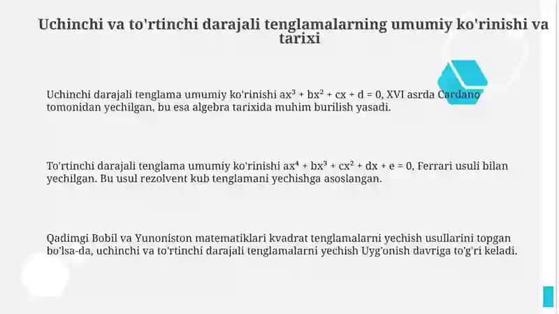 Uchinchi va toʻrtinchi tartibli tenglamalar 3