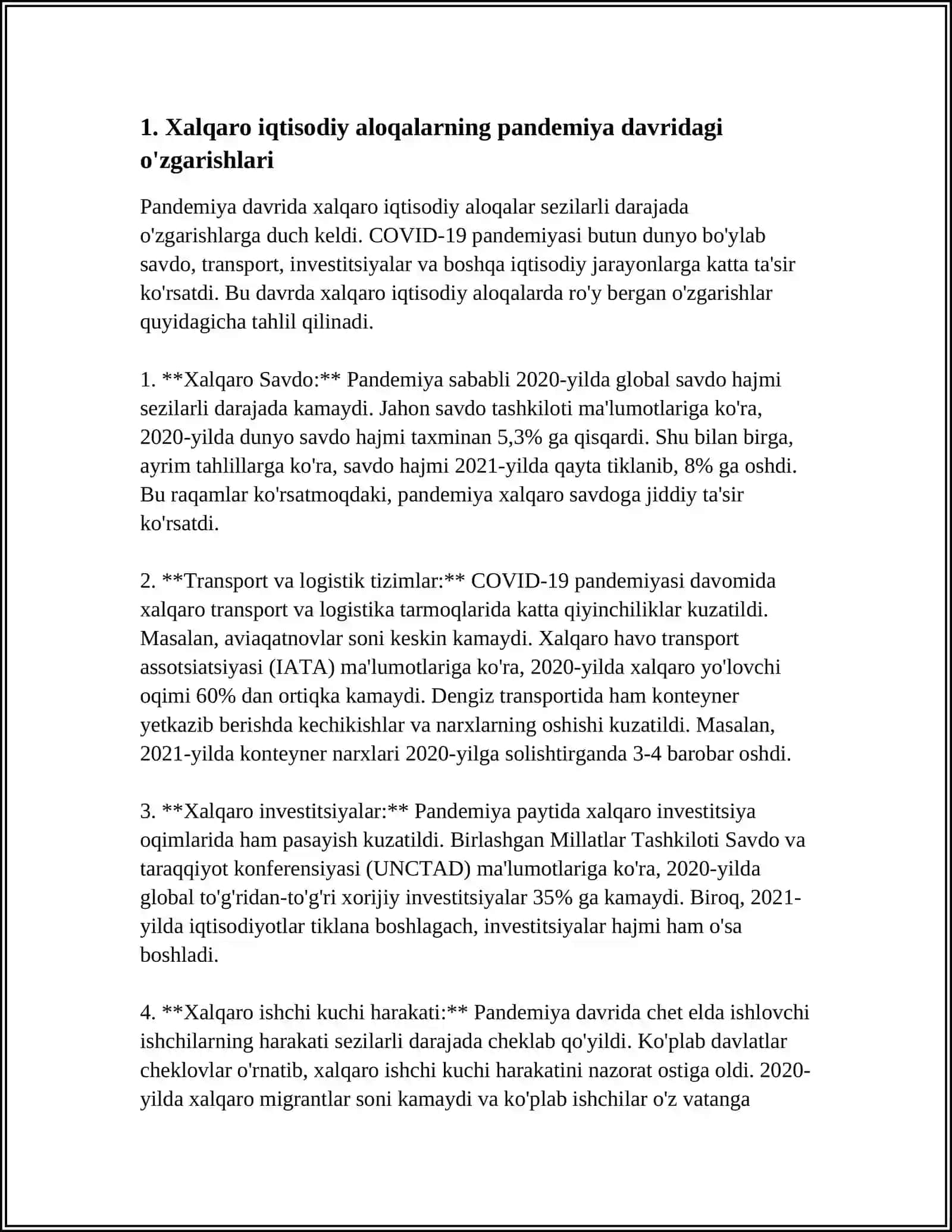 XALQARO IQTISODIY MUNOSABATLAR VA COVID-19 PANDEMIYASI 3