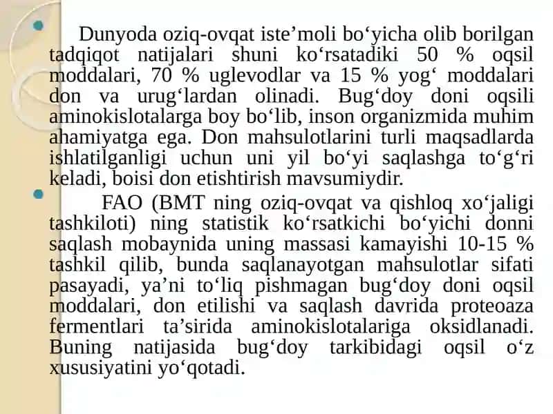 Don qayta ishlash korxonalarida donning maydalash jarayonlarini o‘rganish va tahlil qilish 3