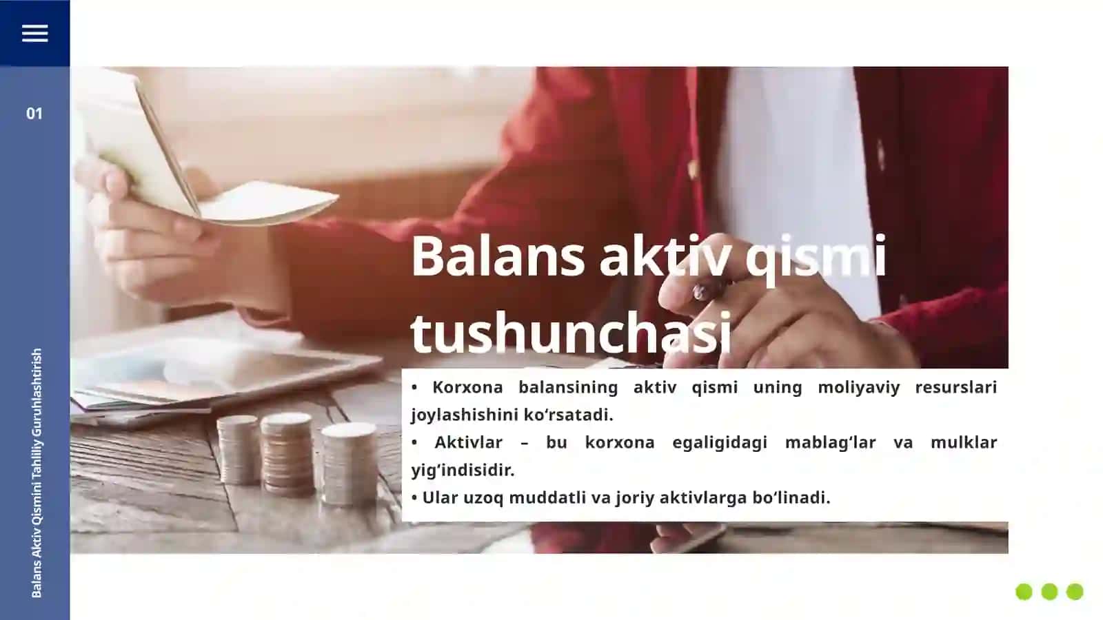 BALANS AKTIV QISMINI TAHLILIY GURUHLASHTIRISH 3