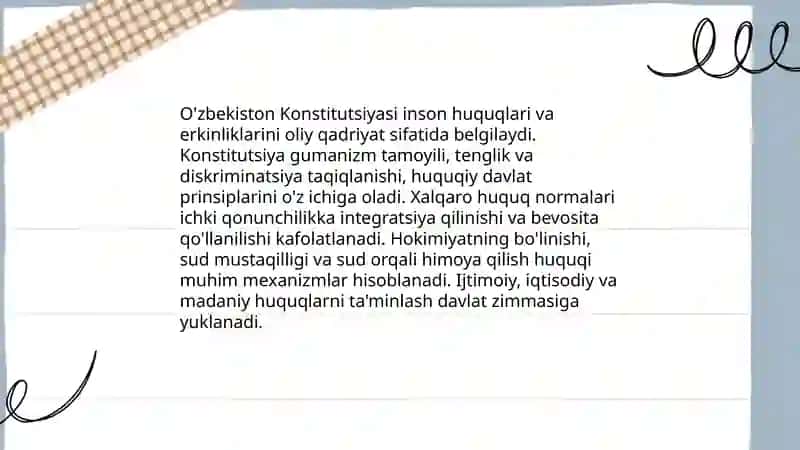 O'zbekistontond inson huquqlari va erkinliklari kafolatining yaratilishi 3