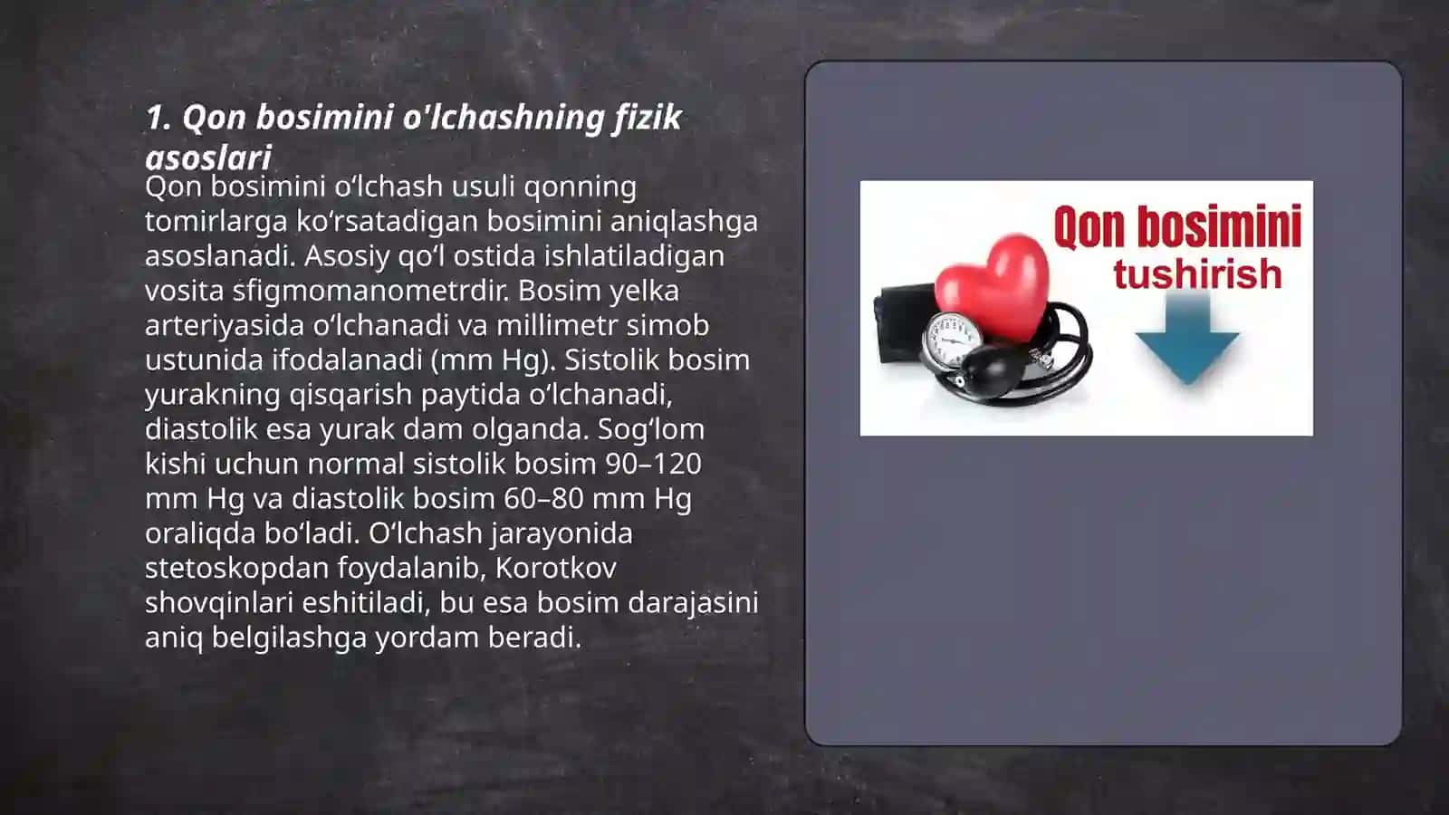 Qon bosimini o'lchashning fizik asoslari 3
