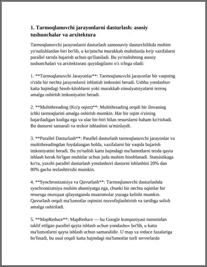 Mavzu: TARMOQLANUVCH JARAYONLARNI DASTURLASH 3
