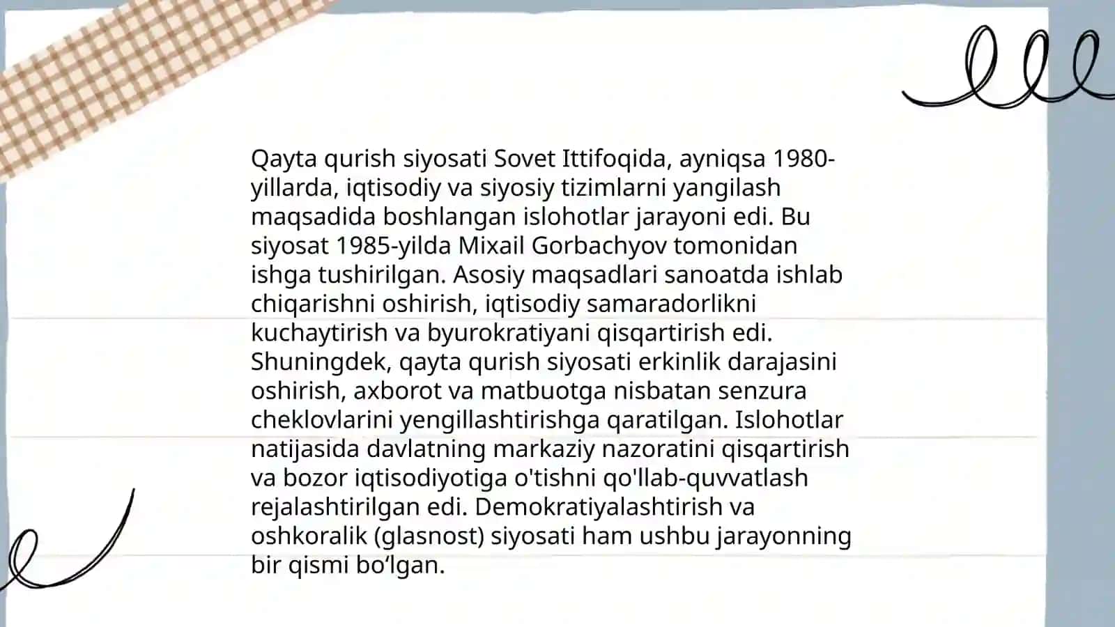 Qayta qurish siyosati va uning natijalari Rustam 3