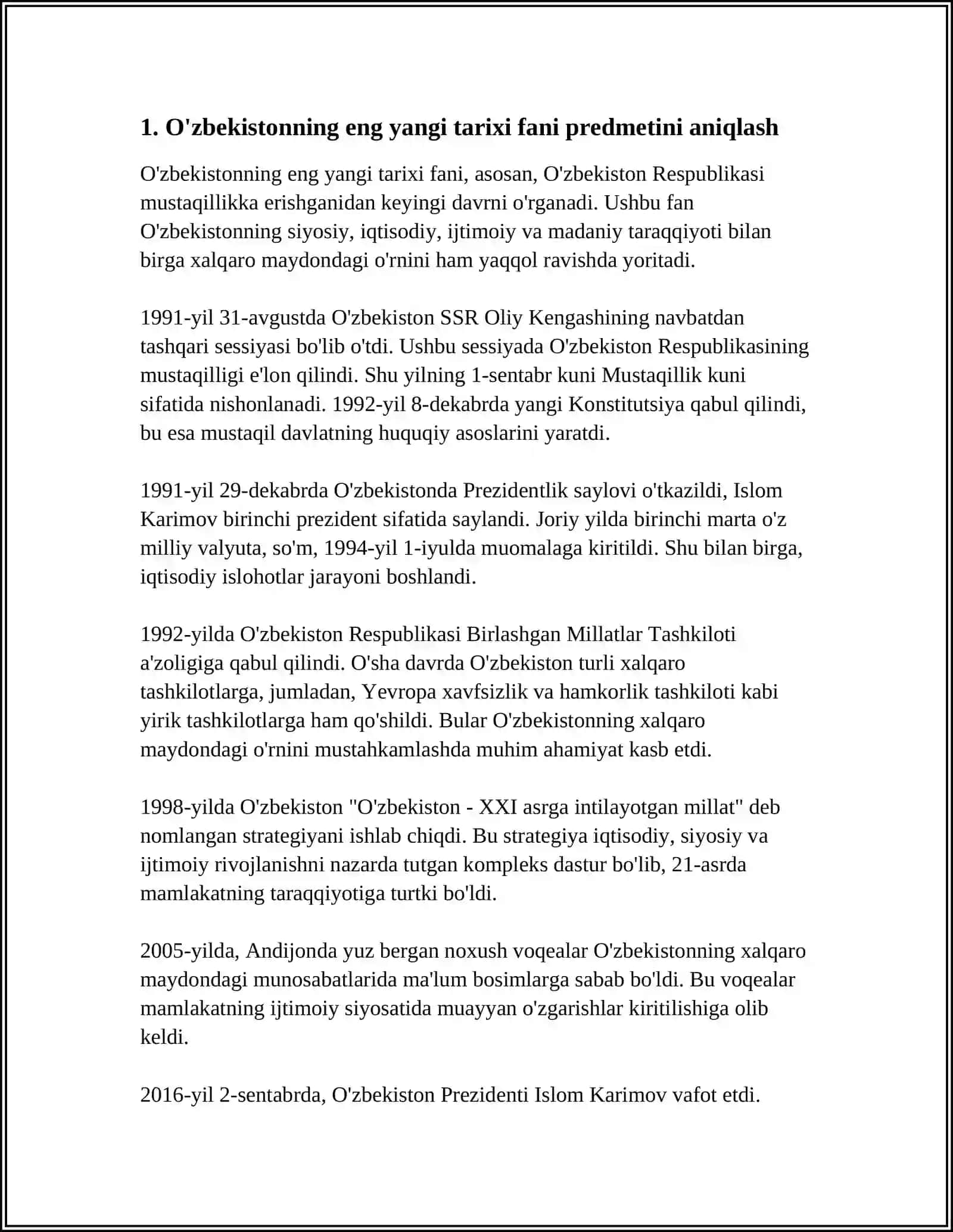 "O'ZBEKISTONNING ENG YANGI TARIXI" O'QUV FANLARINING PREDMETI,MAQSADI VA VAZIFALARI NAZARIY-METODOLOGIK TAMOYILLARI 3