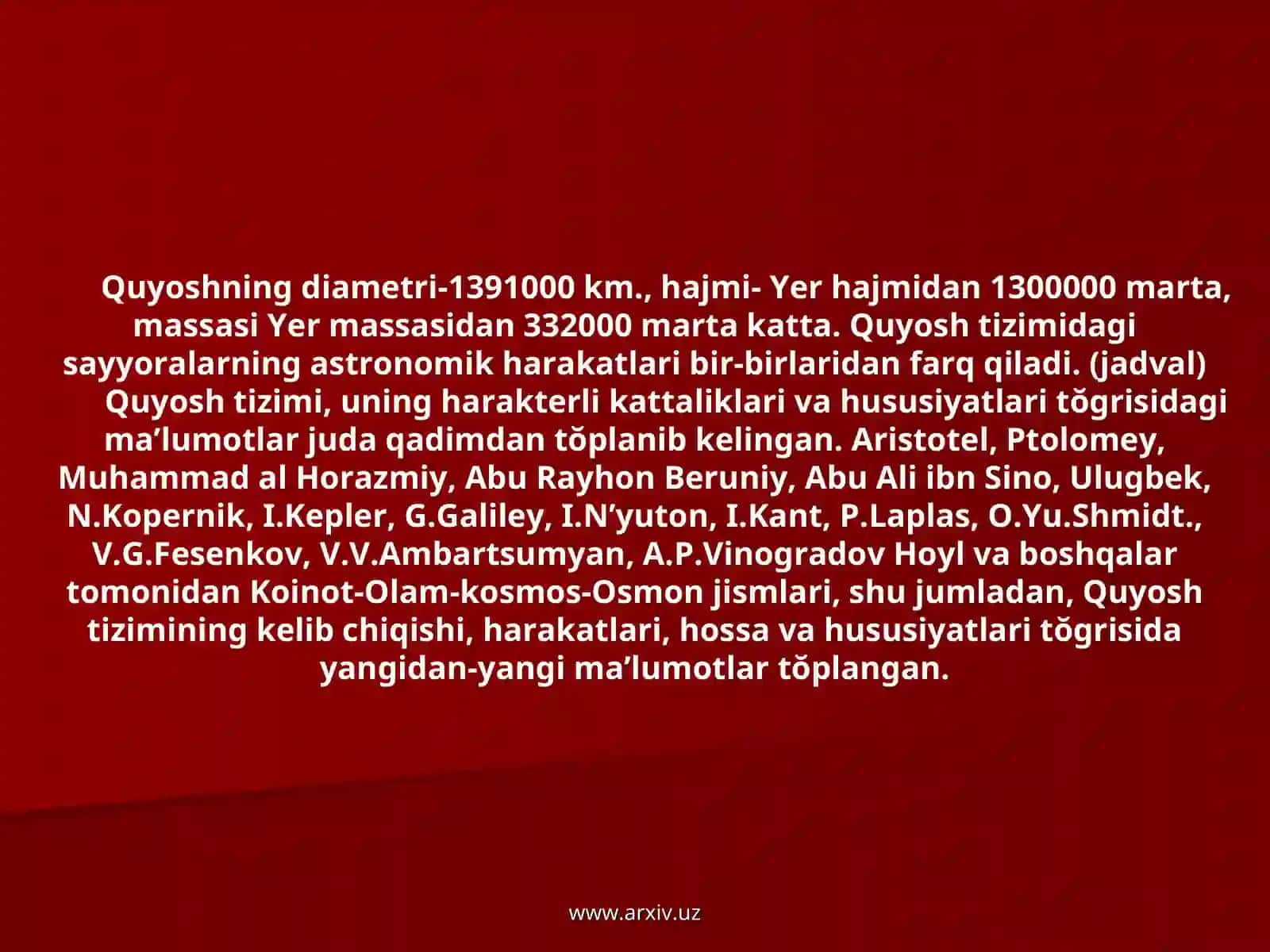 Quyosh va osmon jismlari 3