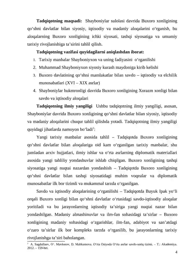 SHAYBONIYLAR DAVRIDA BUXORO XONLIGINING QO‘SHNI DAVLATLAR BILAN ALOQALARI 3