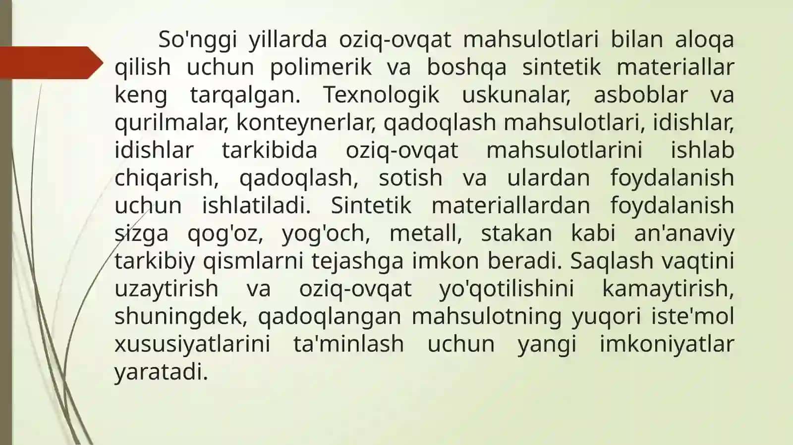 Muntazam oziq ovqat mahsulotlari bilan muloqotda bo'luvchi polimer va boshqa qadoqlash materiallarining toksikligi 3