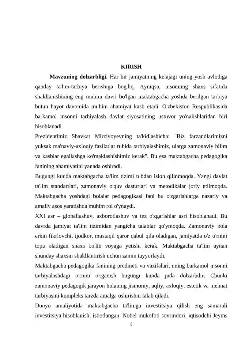 ILK VA MAKTABGACHA YOSHDAGI BOLALAR PEDAGOGIKASI FANINING PREDMETI VA ASOSIY VAZIFALARI 3