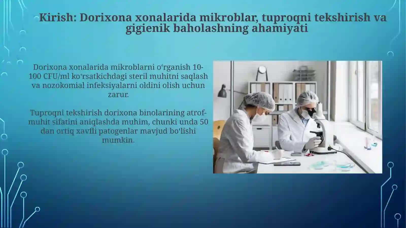 Dorixona xonalari mikroblaring axamyati tuproqni tekshirish va ungz giygenik baxo berish 3