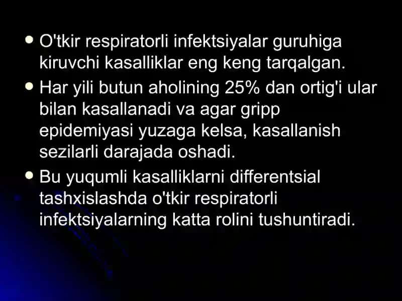 O'tkir respirator kasalliklar (O’RK) 3