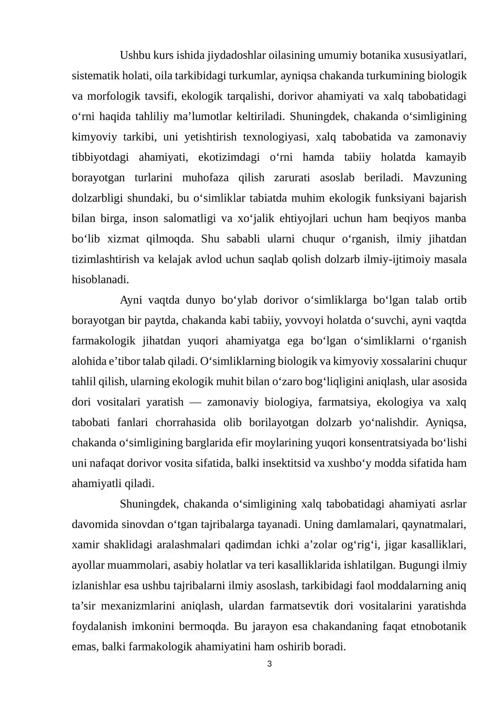 JIYDADOSHLAR OILASI, CHAKANDA TURKUMI 3