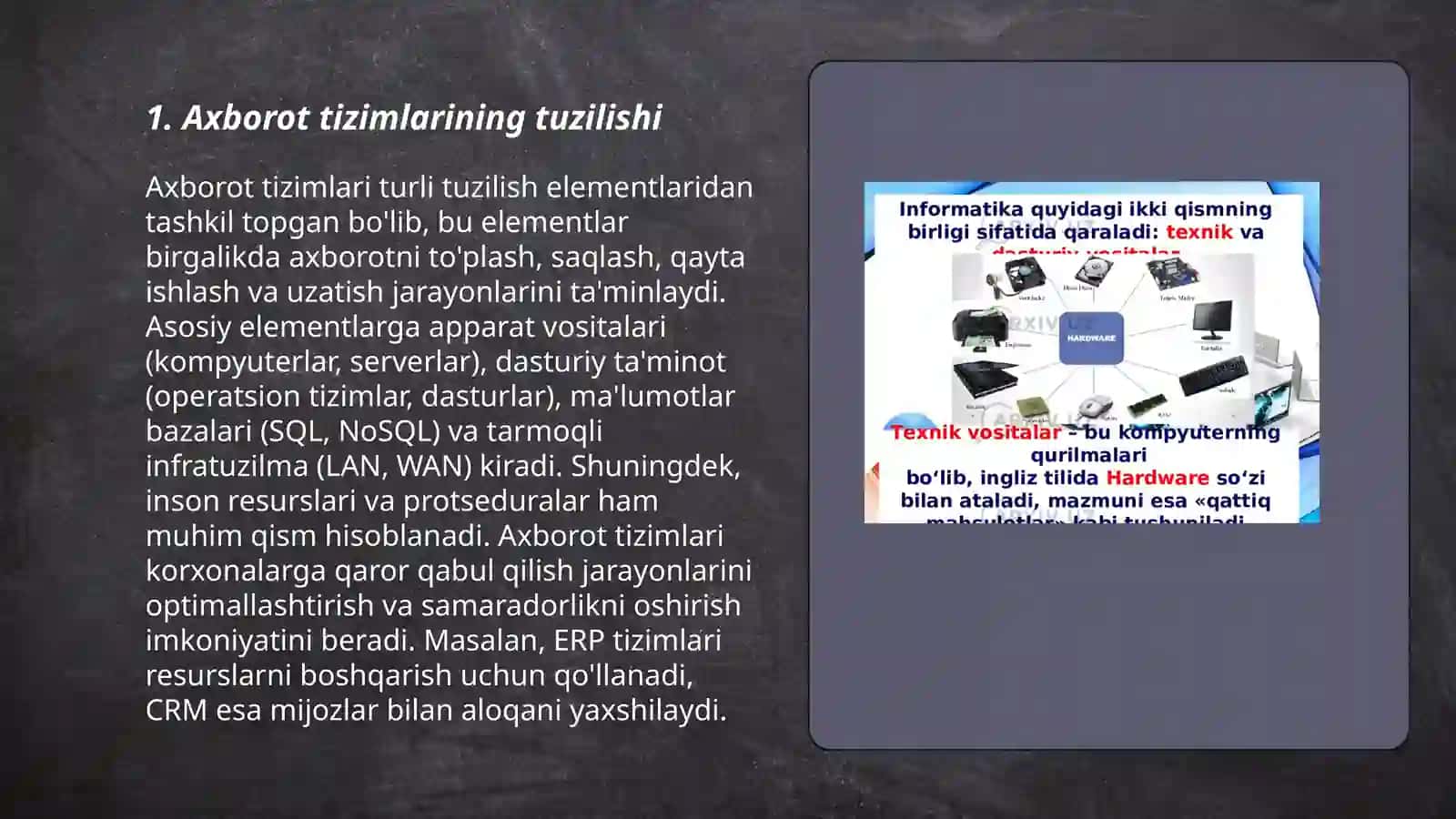 Axborot tizimlarning asosiy jarayonlari 3
