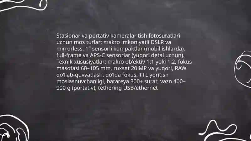 Kameralar linzalar yoritgichlar retraktorlar nometall va boshqa aksessuarlar 3