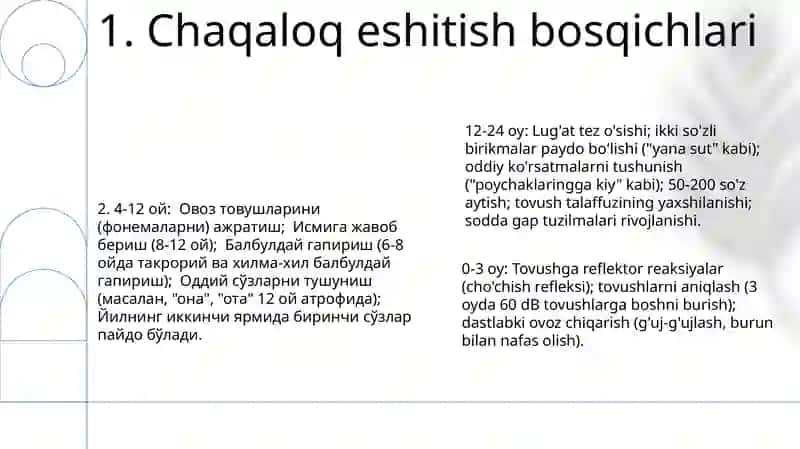 Bolalar eshituv qobiliyati (slux) va ovozini rivojlantirishning o'ziga xos xususiyatlari 3