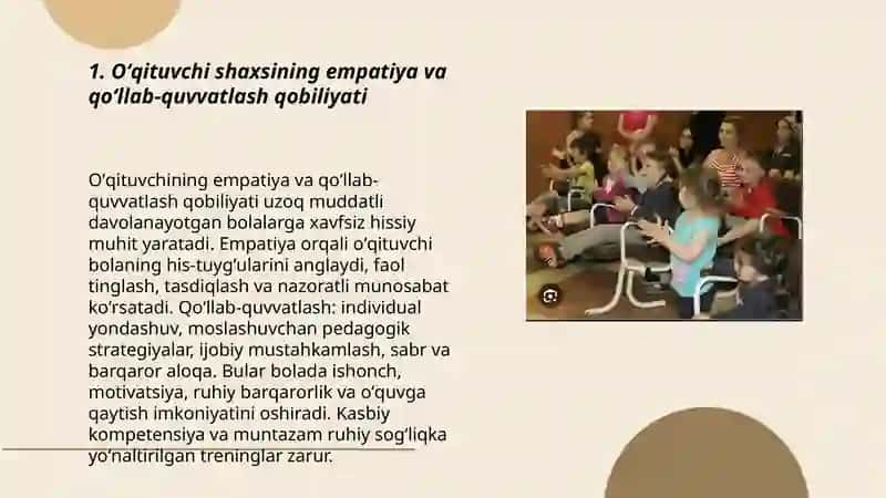 Uzoq muddatli davolanayotgan bolalarni psixologik pedagogik qoʻllab quvvatlashda oʻqituvchi shaxsi 3