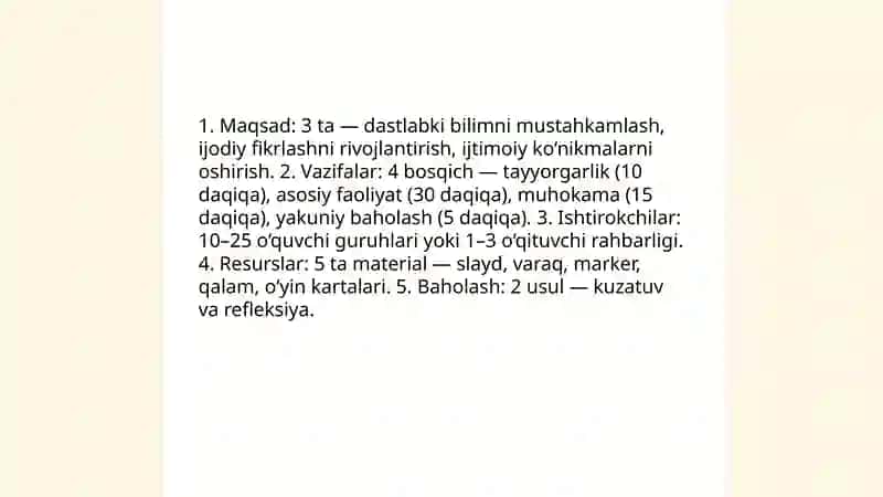 Darsdan tashqari mashg‘ulotlarni o‘tkazish senariylari bilan tanishish 3