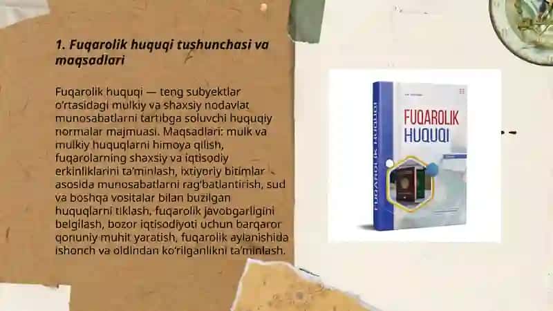 Fuqarolik huquqi tushunchasi, predmeti, tamoyili, tizimi 3