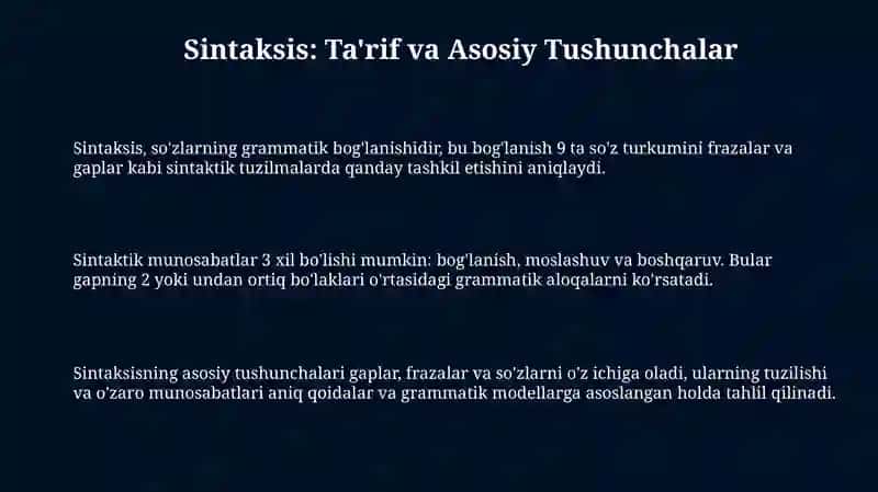 Sintaksis sozlarning grammatik bog'lanishi 3
