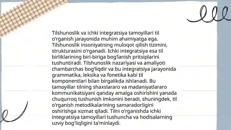 Tilshunoslik masalalarini o'rganishda ichki integratsiya 3