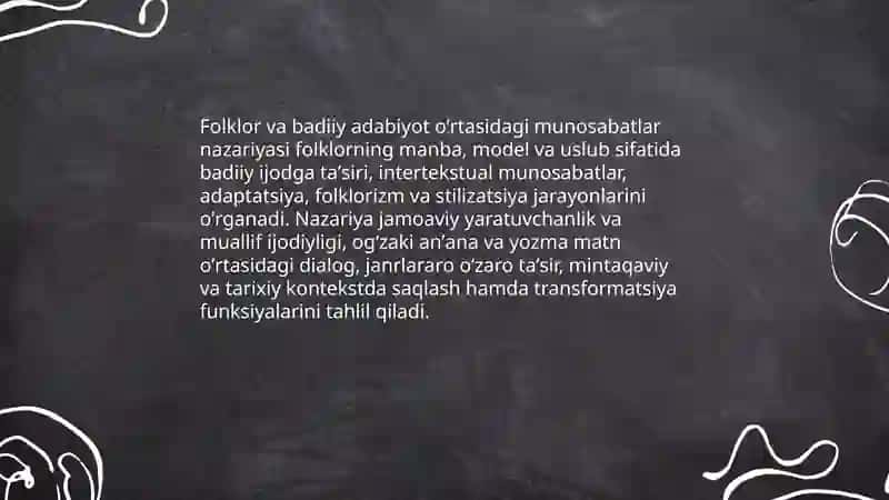 Folklor va badiiy adabiyot munosabatlari 3