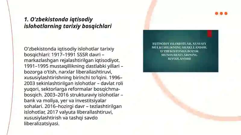 O'zbekistonda iqtisodiy islohotlar va bozor munosabatlari 3