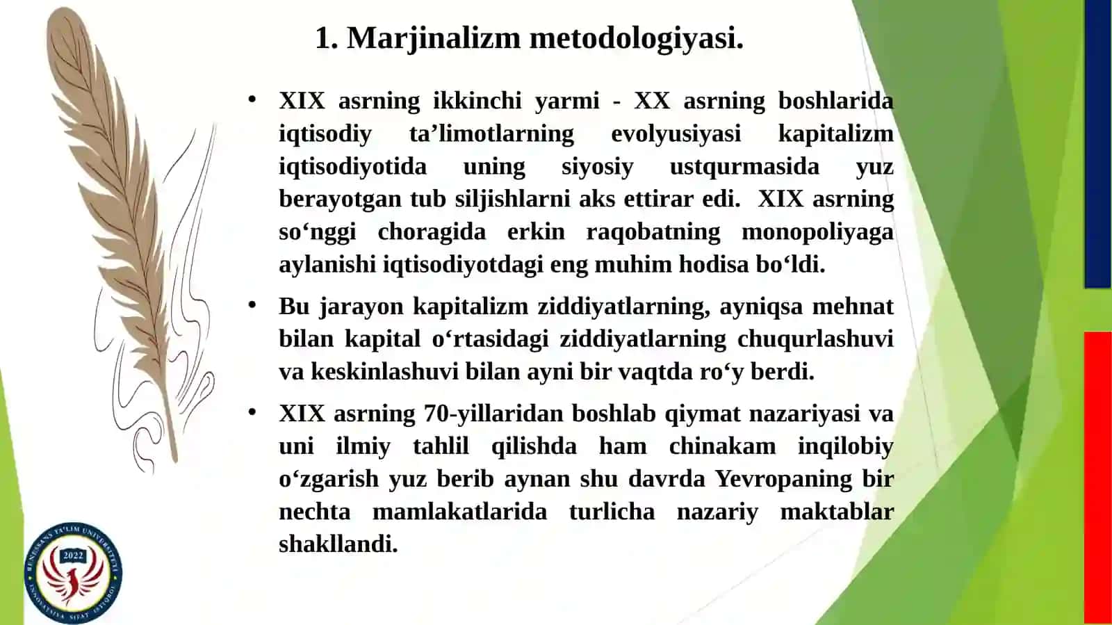 MARJINALIZMTA’LIMOTIVA NEOKLASSIKIQTISODIY MAKTABLAR 3