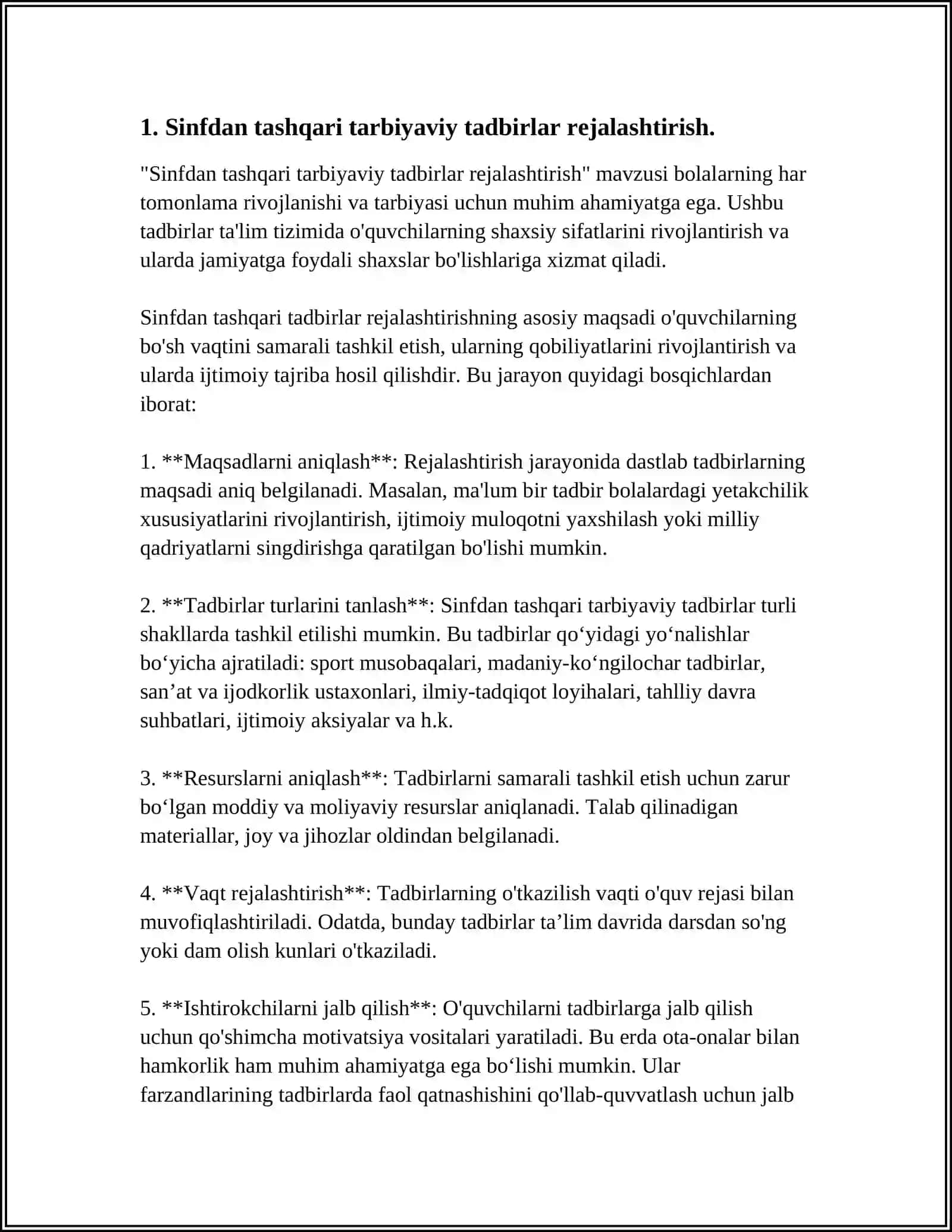 Sinfdan va Maktabdan Tashqari Tarbiyaviy Ishlar 3