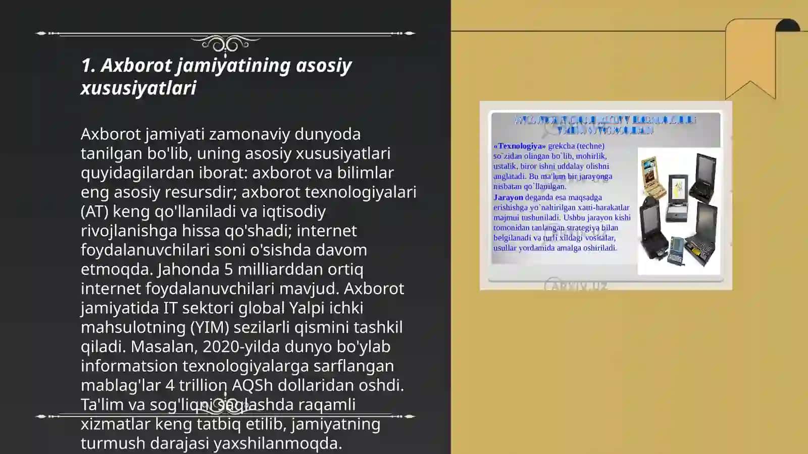 Axborot jamiyati tushunchasi (Axborotli jamiyati. Axborotlashtirish. Bilim. Tajriba) 3