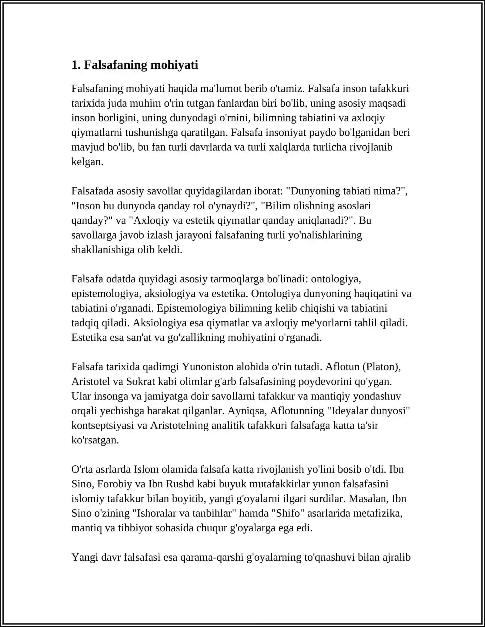 FALSAFA FANINING PREDMETI VA VAZIFALARI 3