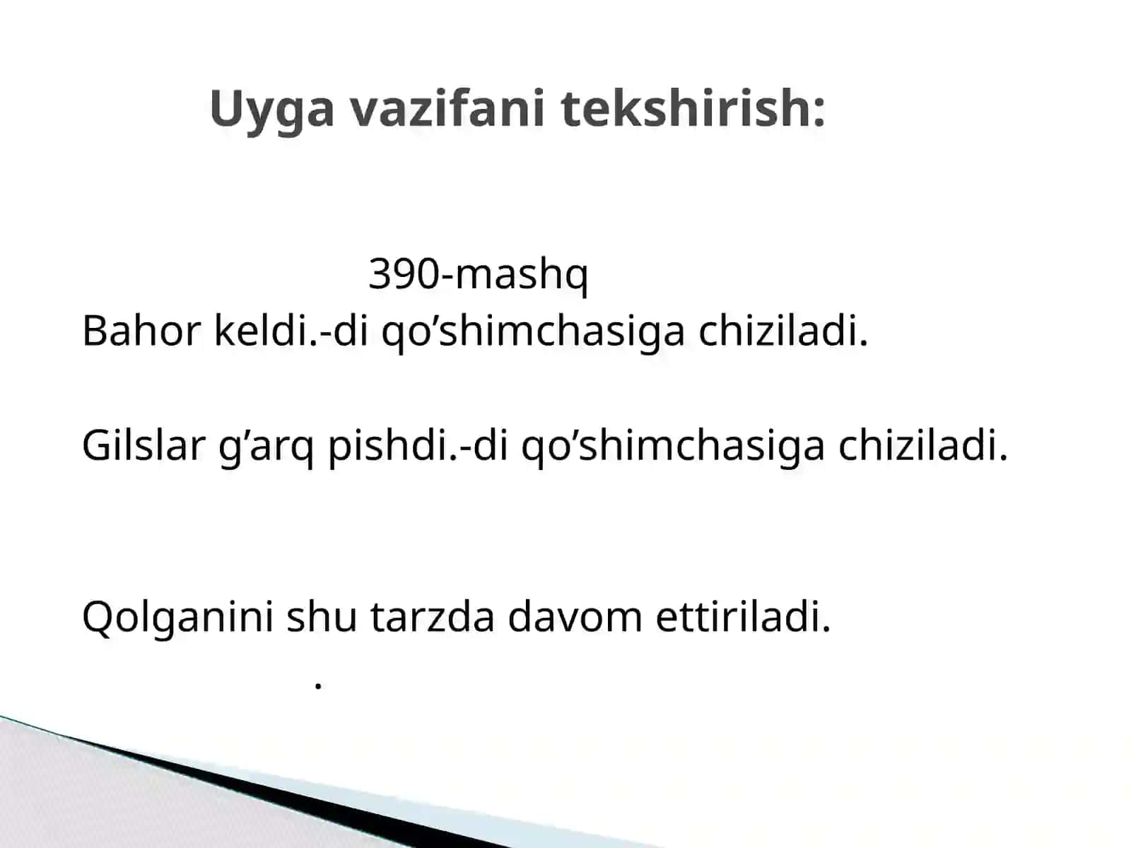 4-sinf Ona tili fanidan dars ishlanma. Hozirgi zamon fe'li 3