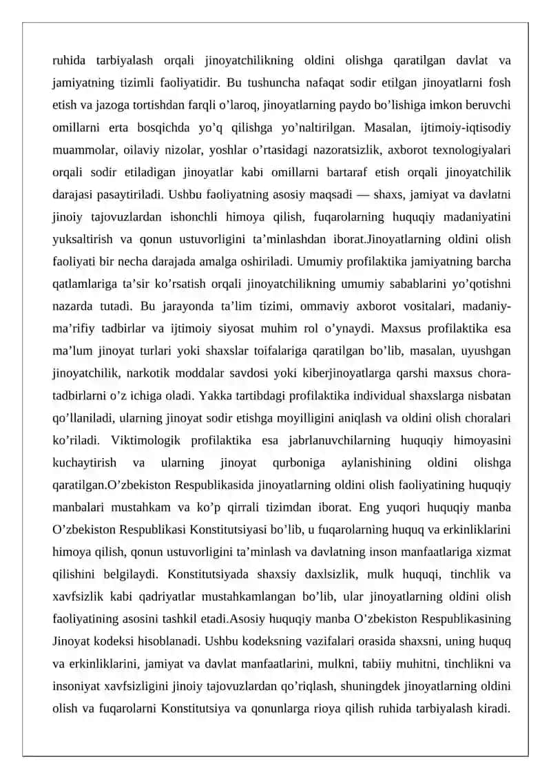 Jinoyatlarning oldini olish choralari 3