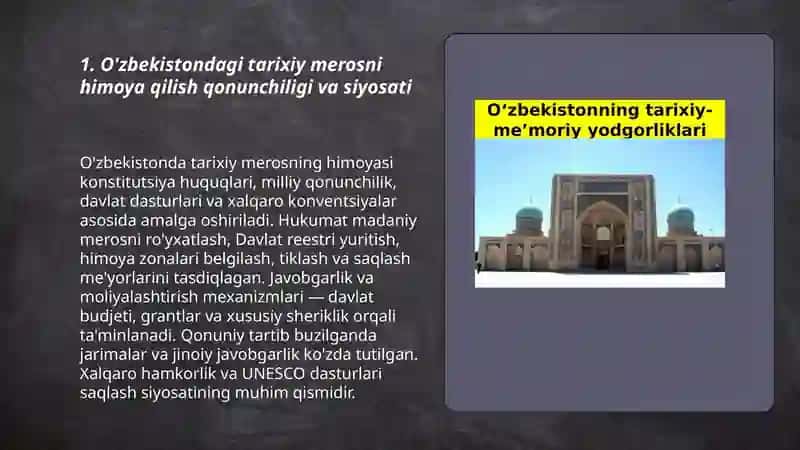 O’zbekistondagi Tarixiy Meroslarni Saqlash 3